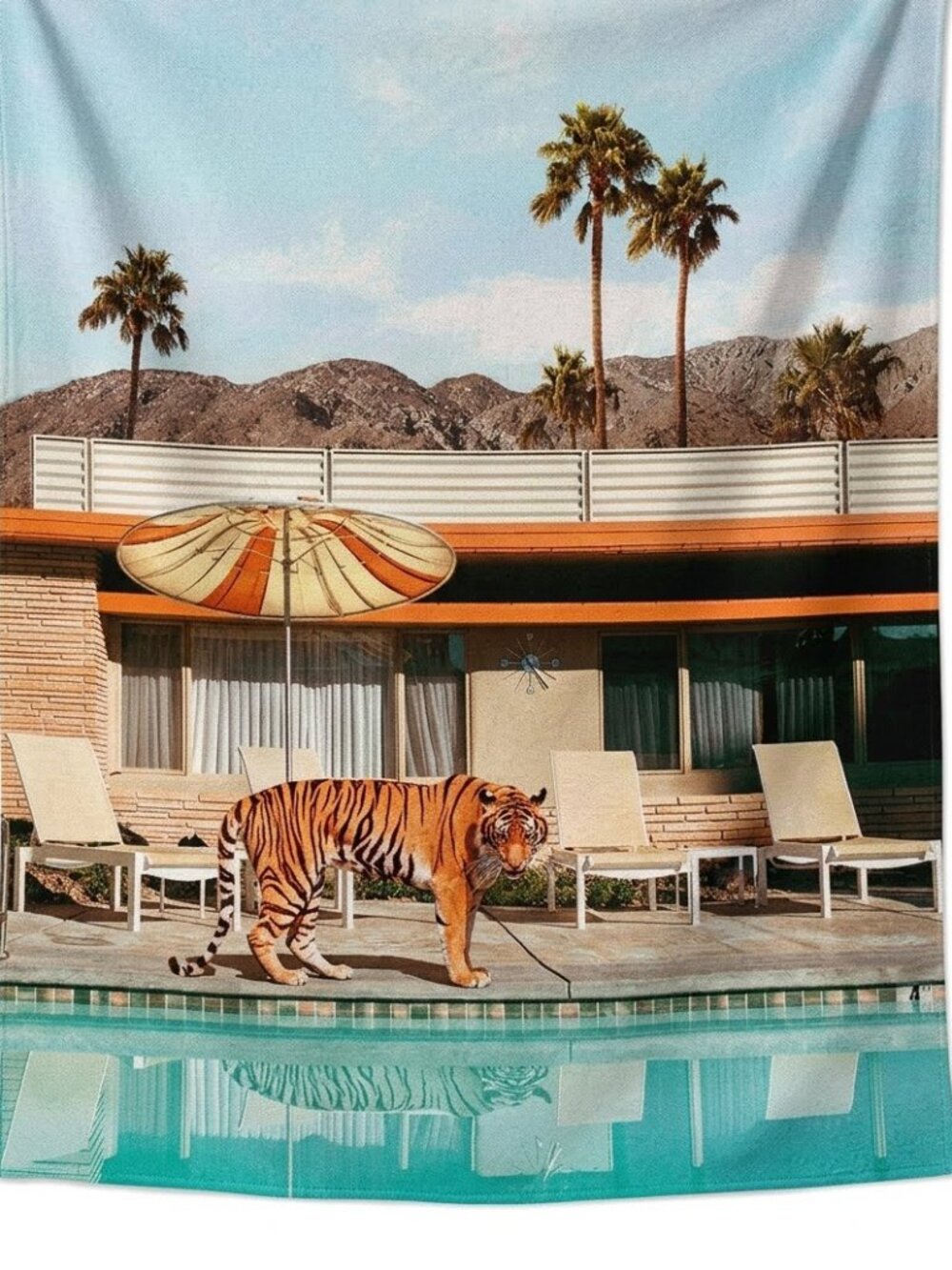 Paul Fuentes Pool Party Tiger Wall Tapestry Art